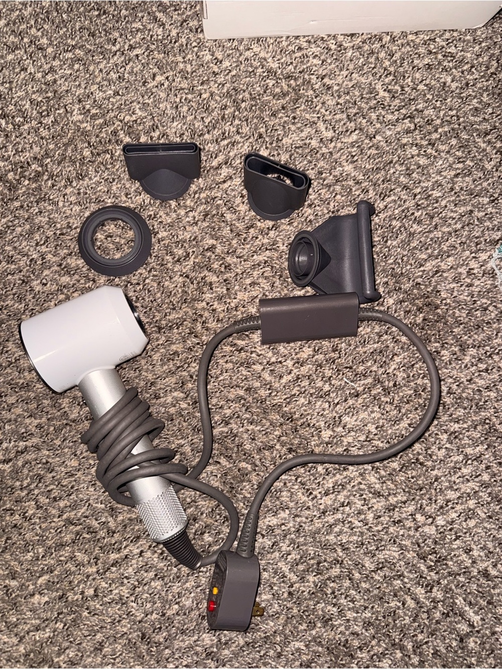Dyson White and Dark Gray Hair Dryer with Attachments
